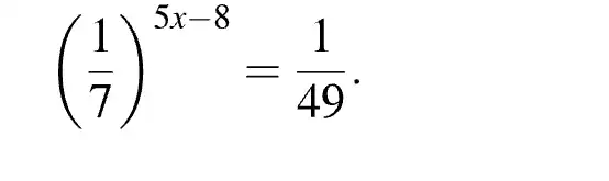 ((1)/(7))^5x-8=(1)/(49)