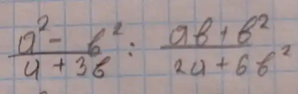 (u^2-6^2)/(u+36): (u b+b^2)/(2 u+6 b^2)