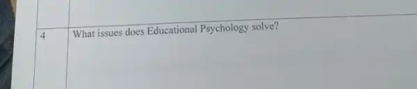 4
What issues does Educational Psychology solve?