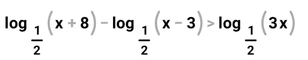 log_((1)/(2))(x+8)-log_((1)/(2))(x-3)gt log_((1)/(2))(3x)