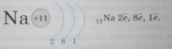 Na^+11) 1_(11)Na2overline (e),8overline (e),1overline (e).