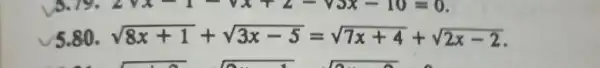 √5.80 . sqrt (8x+1)+sqrt (3x-5)=sqrt (7x+4)+sqrt (2x-2)