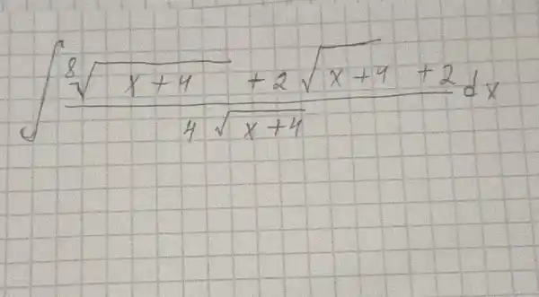 int (sqrt[8](x+4)+2 sqrt(x+4)+2)/(4 sqrt(x+4)) d x